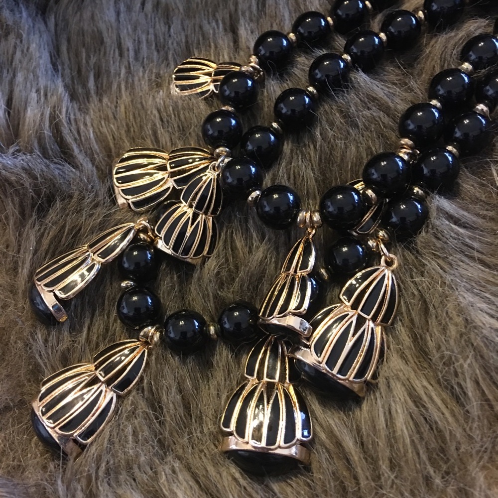 Vintage circus tent double strand beaded necklace_6